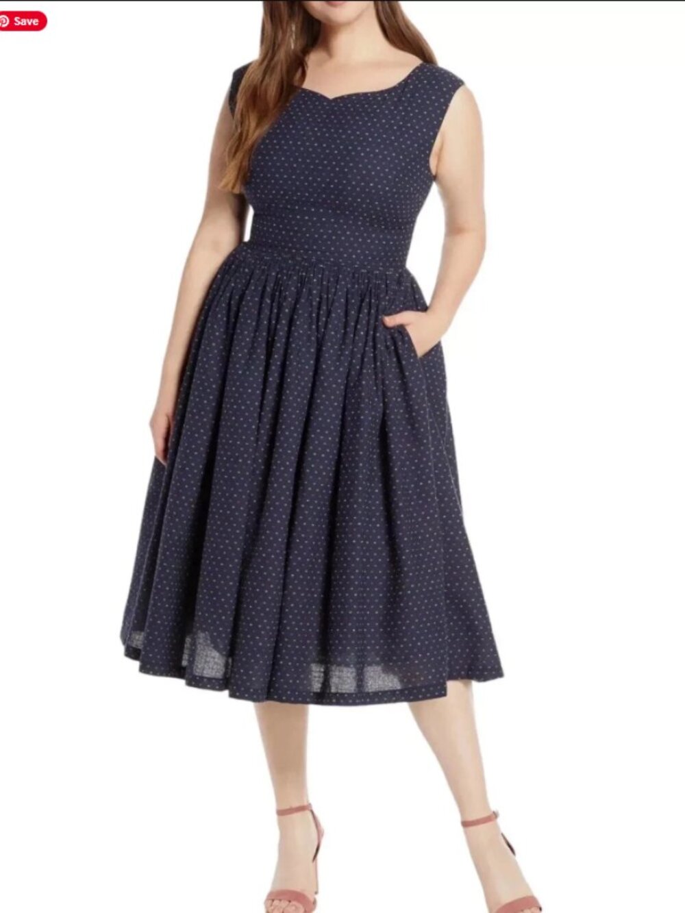 ModCloth Fabulous Fit Flare Dress - Size 12 - Navy/Pink/Yellow - POCKETS!